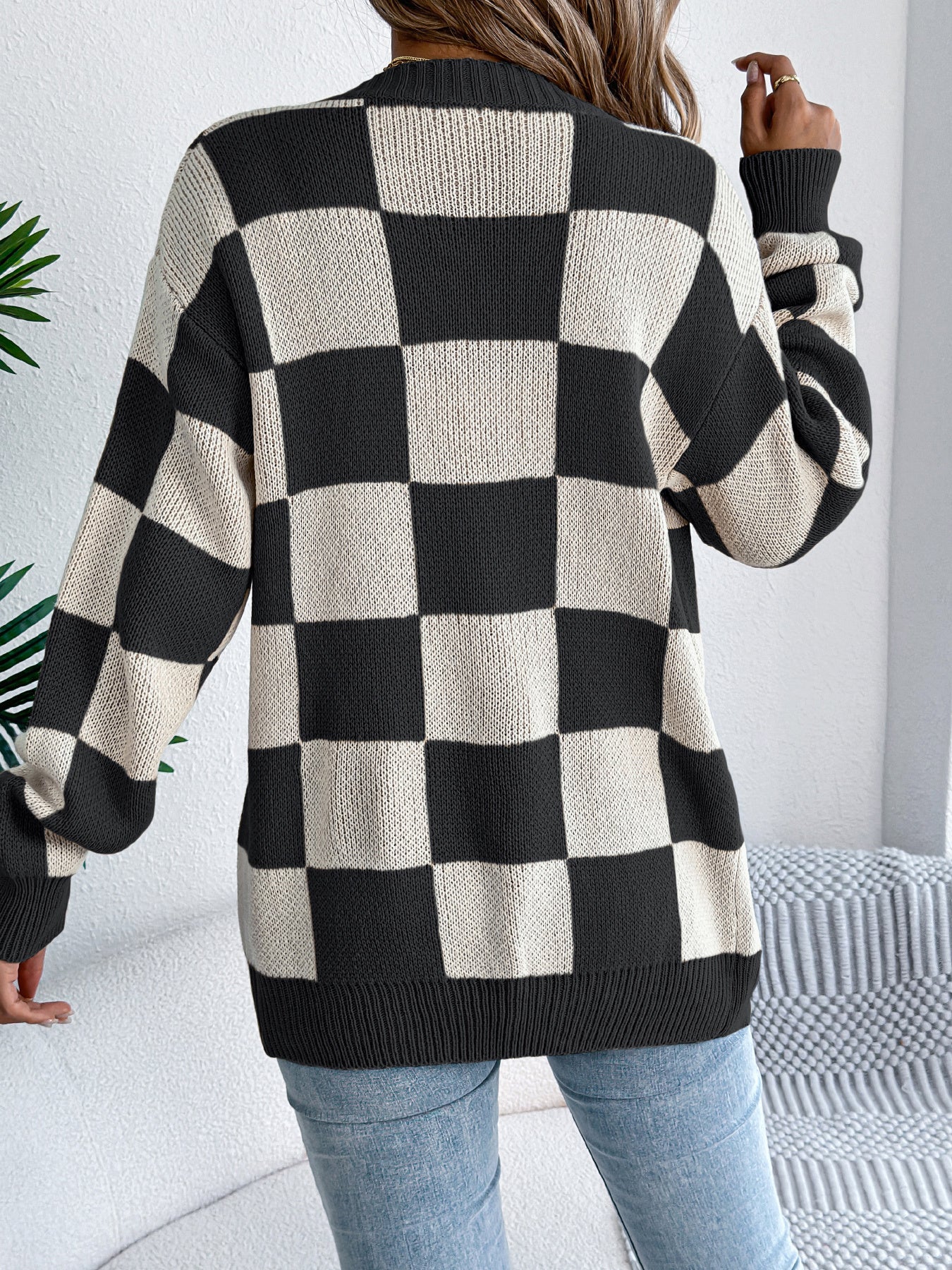 Cardigan Tendance à Carreaux Modernes