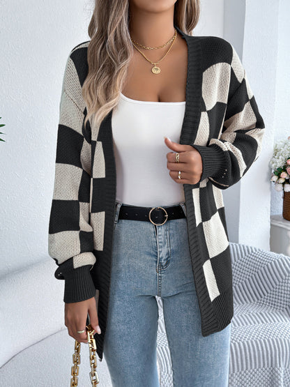 Cardigan Tendance à Carreaux Modernes
