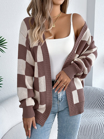 Cardigan Tendance à Carreaux Modernes