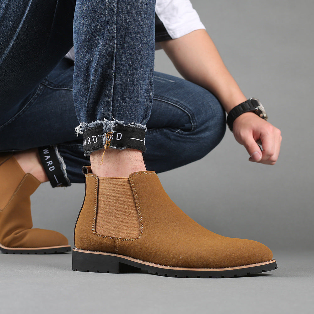 Bottines Chelsea en suède avec semelle robuste antidérapante